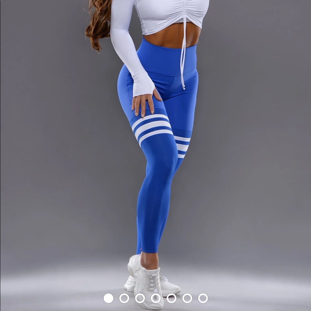 Bombshell sportswear thigh high solid leggings in royal blue